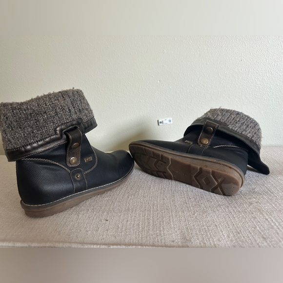 Remonte Shanice 71 Fold Winter Boot Black Leather Knit Strap Snap Zip 38 - Picture 2 of 5